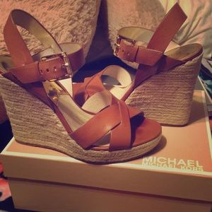 Michael Kors Viola Espadrille Leather Wedges